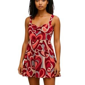 Dazey LA Abstract Heart Print Mini Dress Size Small USA Made